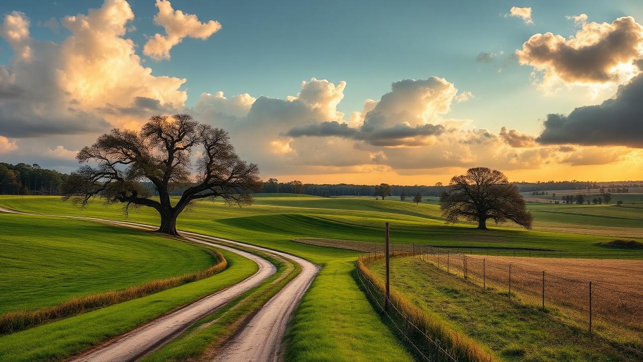Rural countryside and farmland in Barbour County Alabama