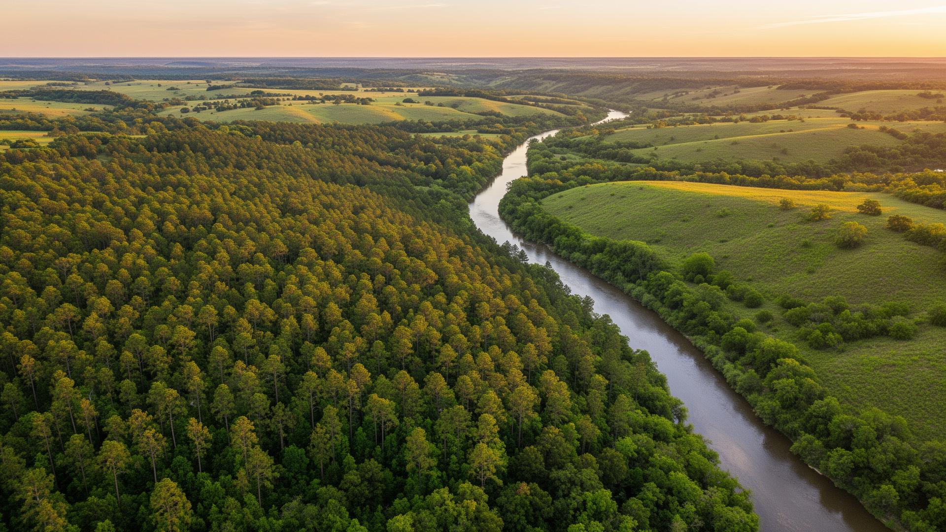 Bastrop County Lost Pines forest and Colorado River