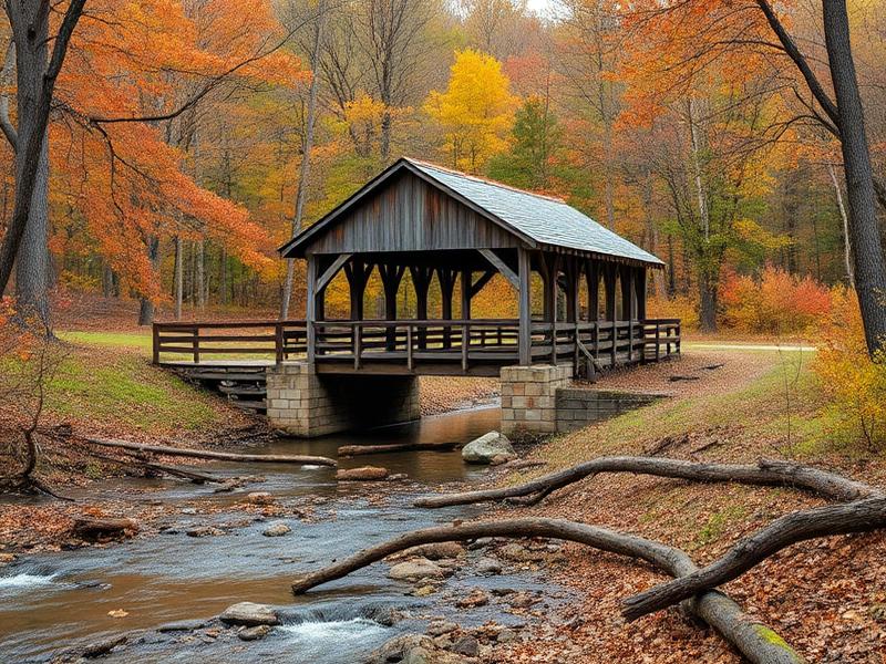 Historic covered bridge in Blount County Alabama