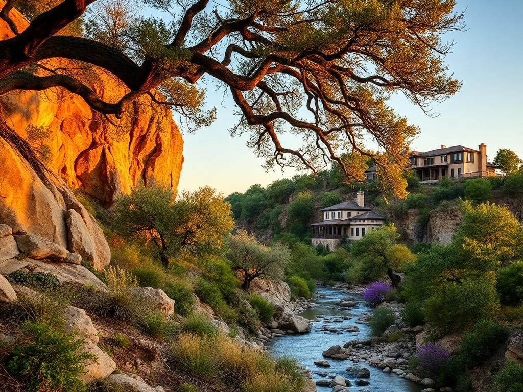 Scenic Hill Country landscape near Boerne with limestone cliffs