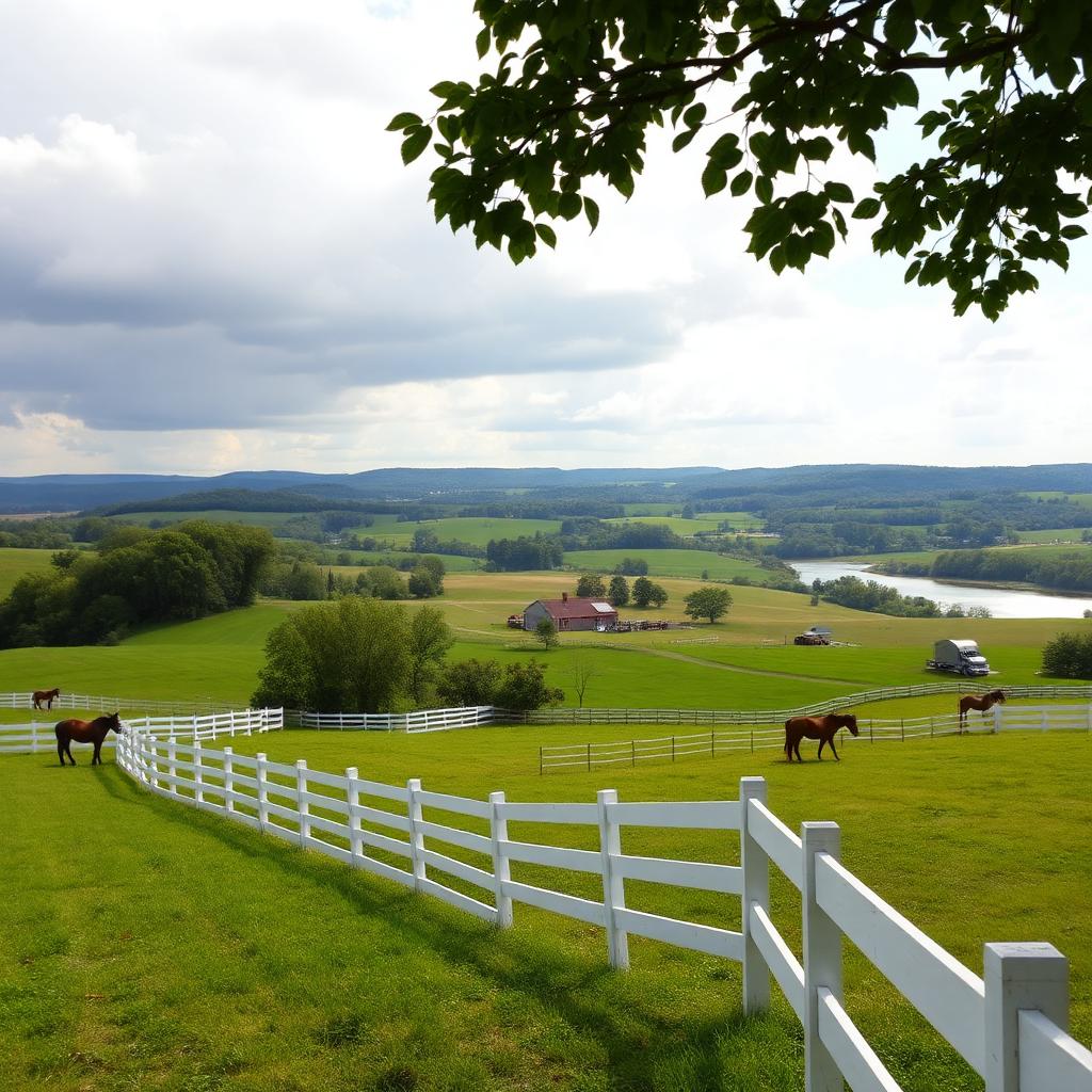 Horse pastures and white fences in Boone County Kentucky