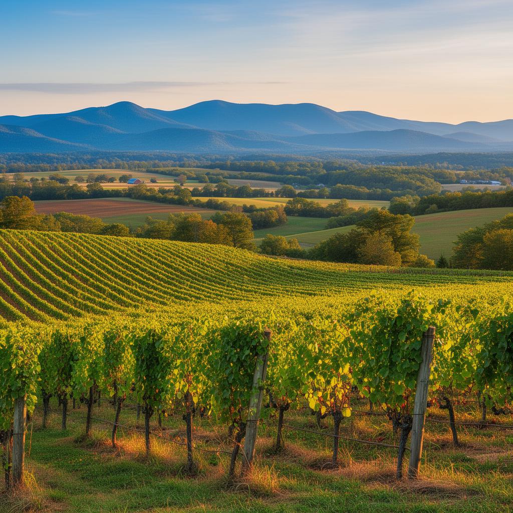 Virginia vineyard land with Blue Ridge Mountains