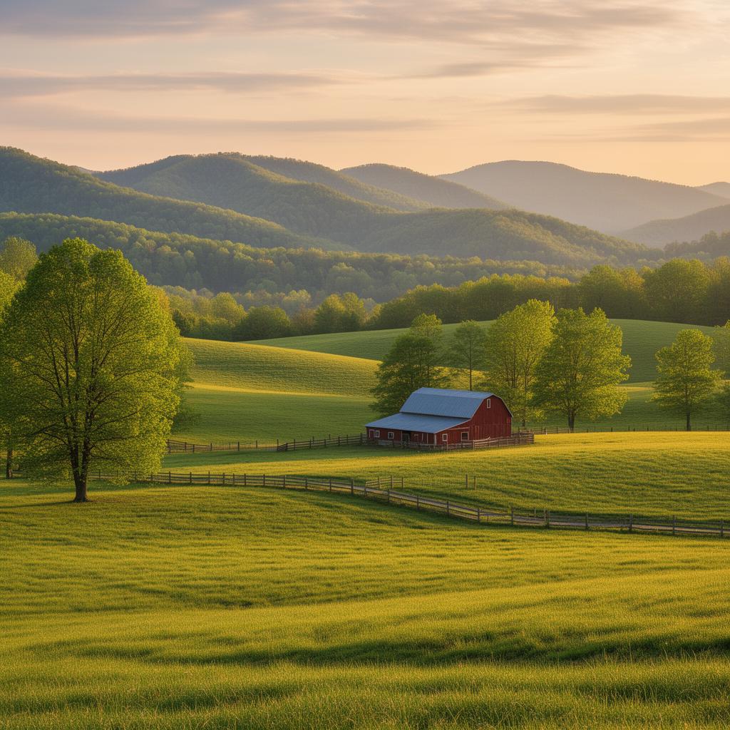 Pastoral farmland in Hamblen County Tennessee