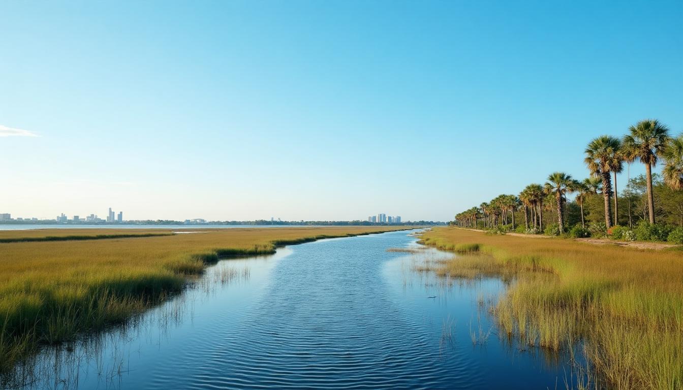 New Hanover County North Carolina coastal marsh and Cape Fear River
