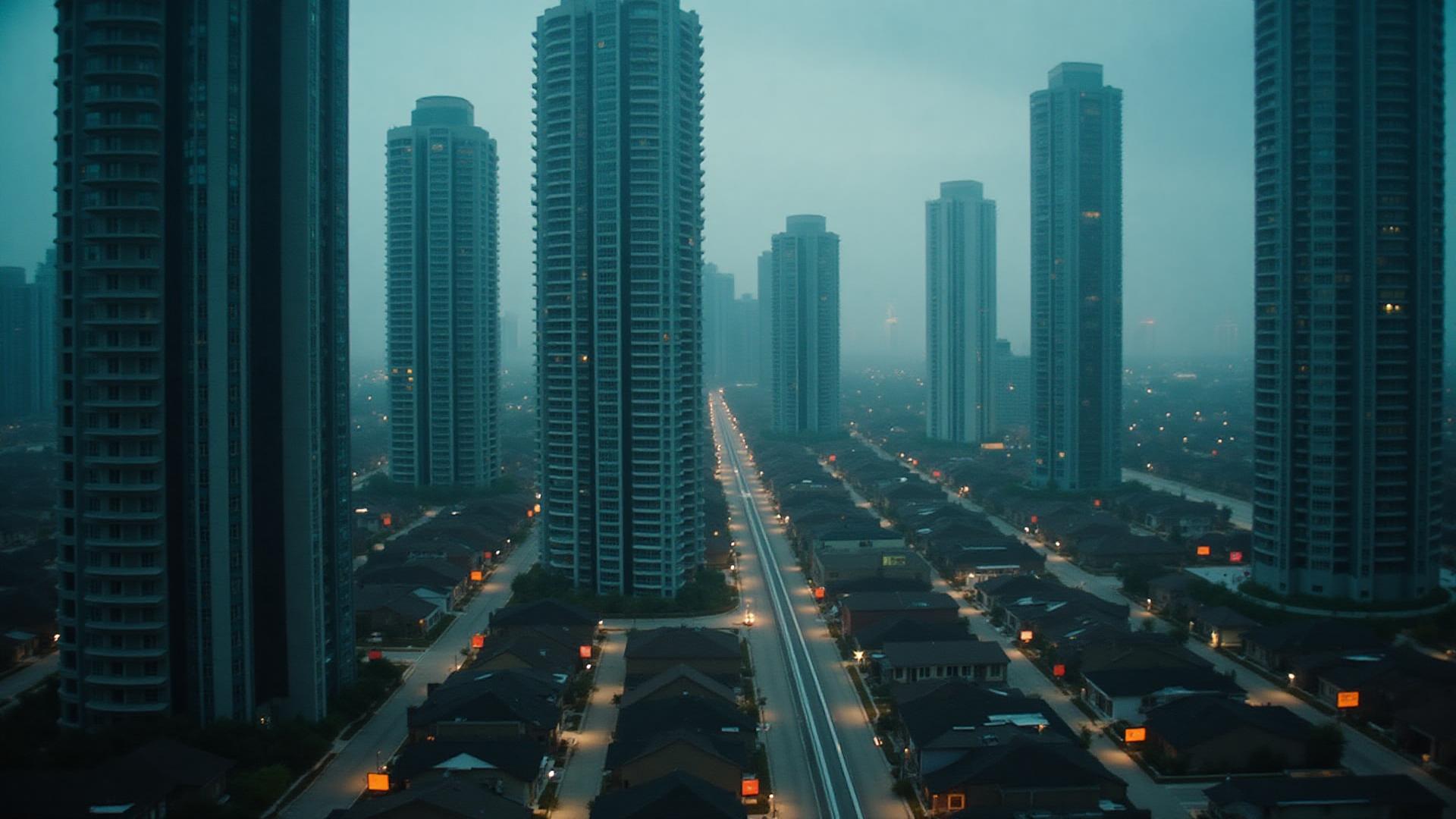 Corporate towers overlooking residential neighborhoods showing institutional investor dominance