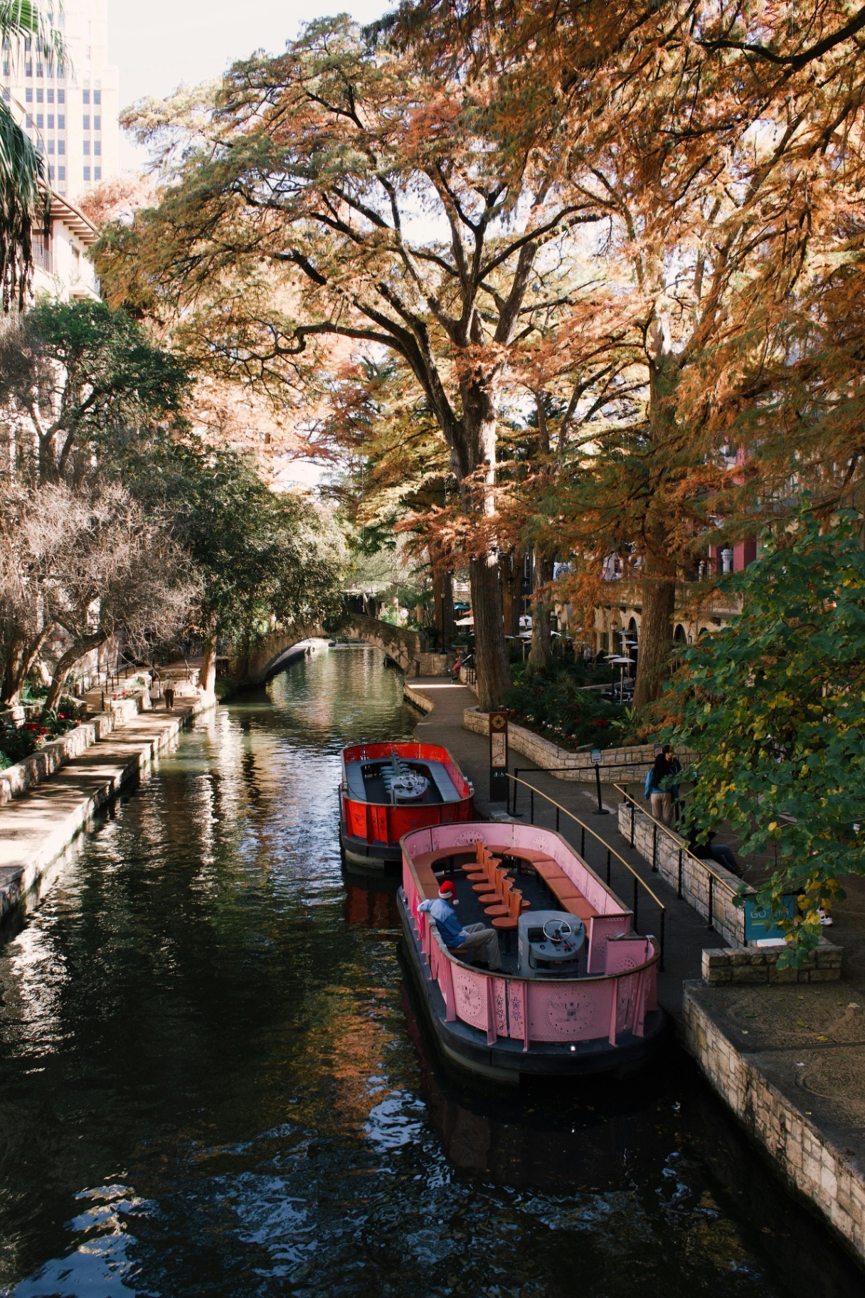 San Antonio River Walk near Beacon Hill with autumn foliage