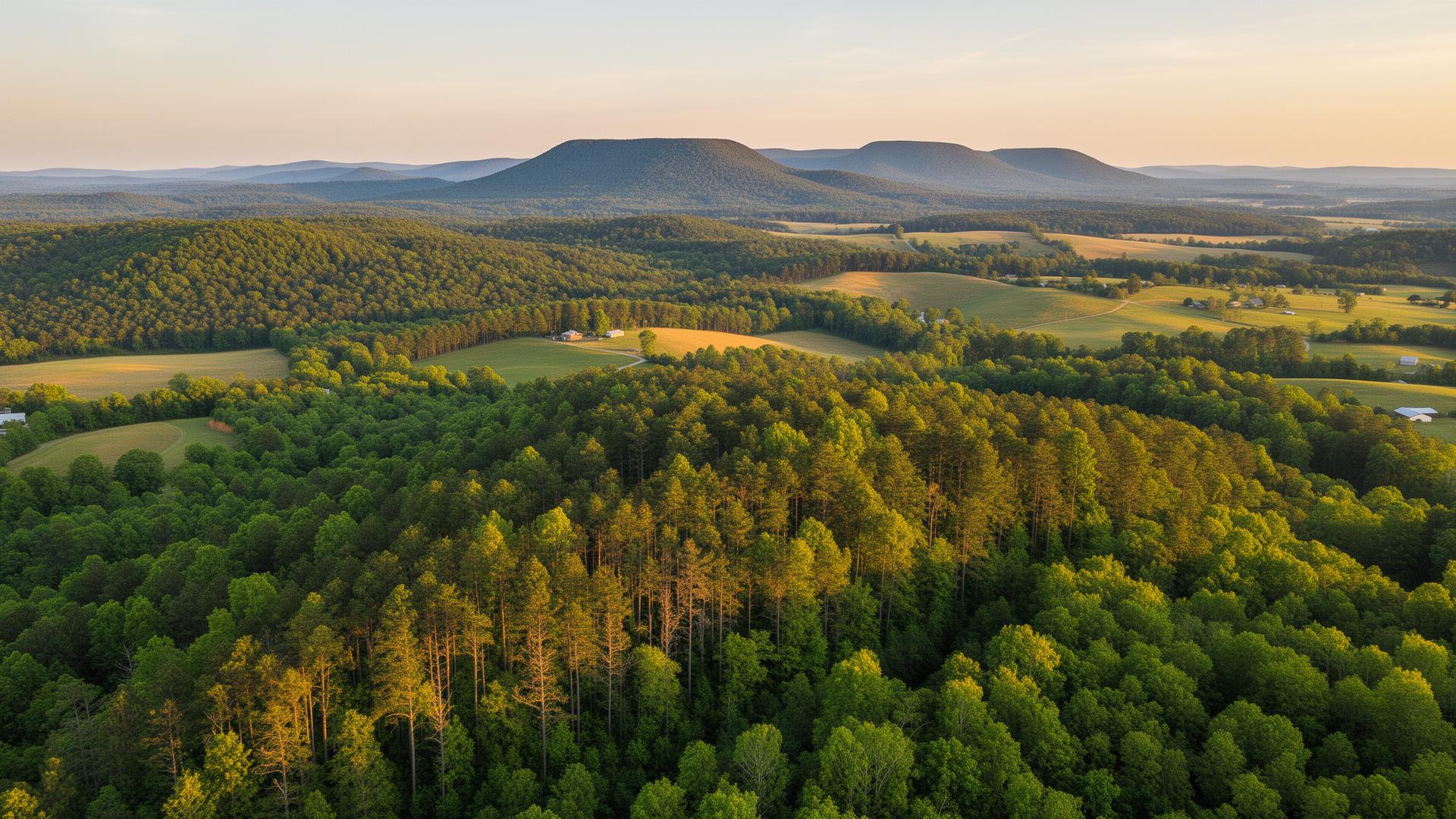 Randolph County North Carolina Piedmont landscape with Uwharrie Mountains