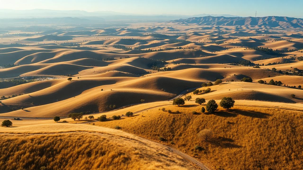 Rolling hills and open land in Santa Clara County California foothills